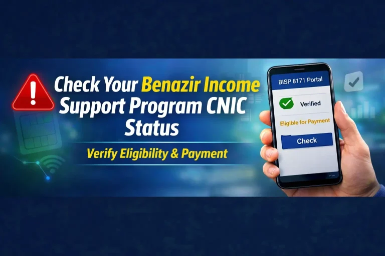 Benazir Income Support Program CNIC Check – Verify Eligibility & Payment Status (2026 Update) 3 Benazir Income Support Program CNIC Check banner showing 8171 portal on mobile screen with verified status and eligibility confirmation for payment.